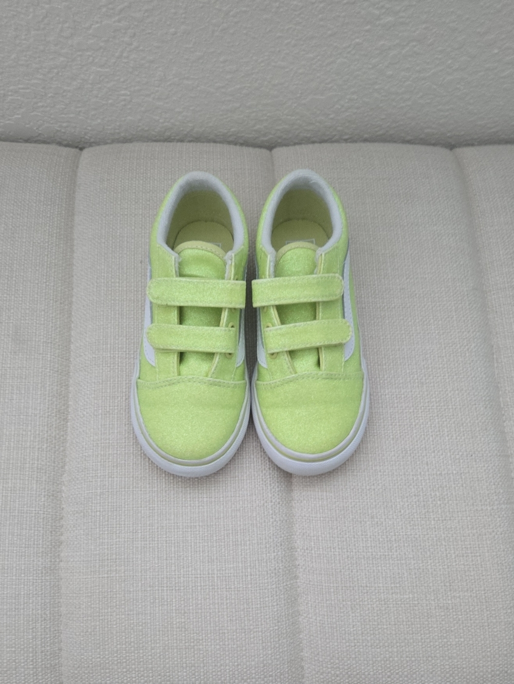Kids Neon Green/Yellow Velcro Sneakers - Casual Slip-On Shoes